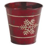 Photo GPO1080 : Pot de Noël en zinc laqué rouge
