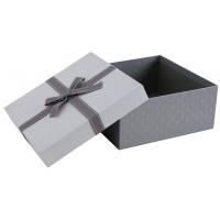 Photo VBT3360 : Boîte en carton carré avec noeud - GRISE...